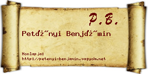 Petényi Benjámin névjegykártya