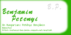 benjamin petenyi business card