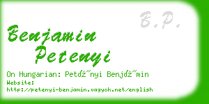 benjamin petenyi business card